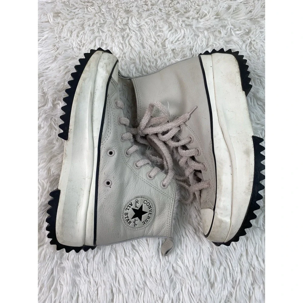 Converse Chuck Taylor Women's 7.5 Pale Gray Leather Block Heel High Tops